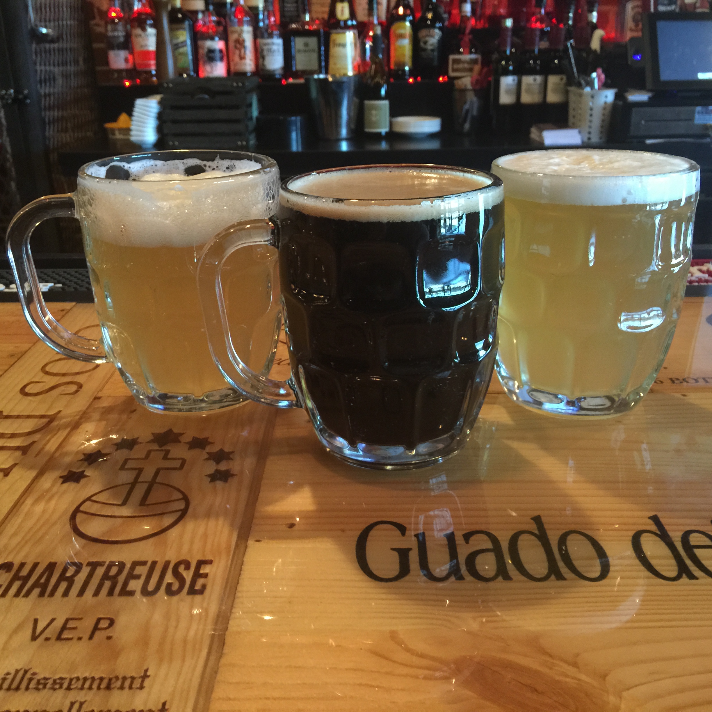 Three Craft Beers on Bar